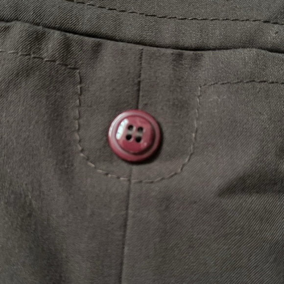 Loft Brown Pleated Back Knee Length Skirt with Button Feint Design - Picture 5 of 7